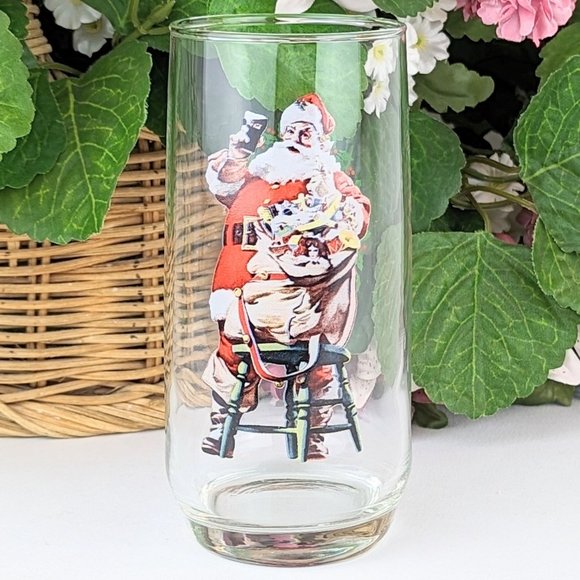Santa Claus Coca Cola Water Glass | Vintage Haddon Sundblom Coca Cola Christmas - Picture 1 of 7